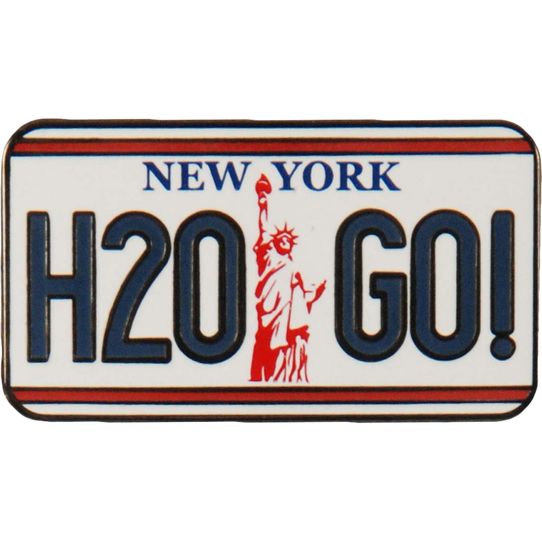 H20 License Plate Pewter Pin Badge Front