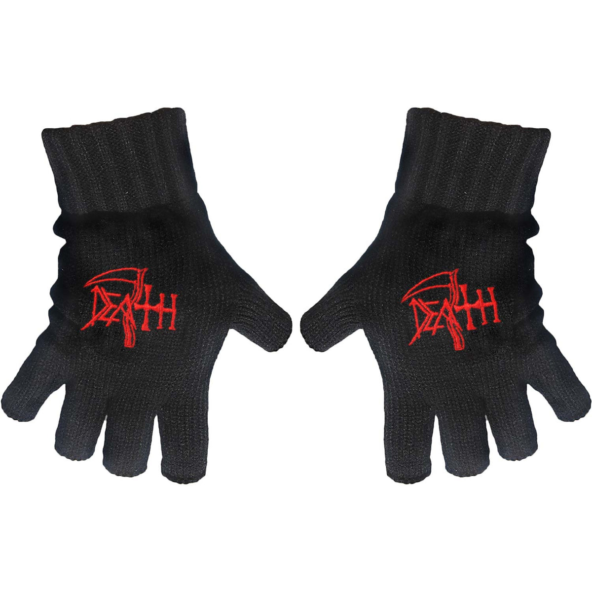 Death Logo Knit Gloves Front
