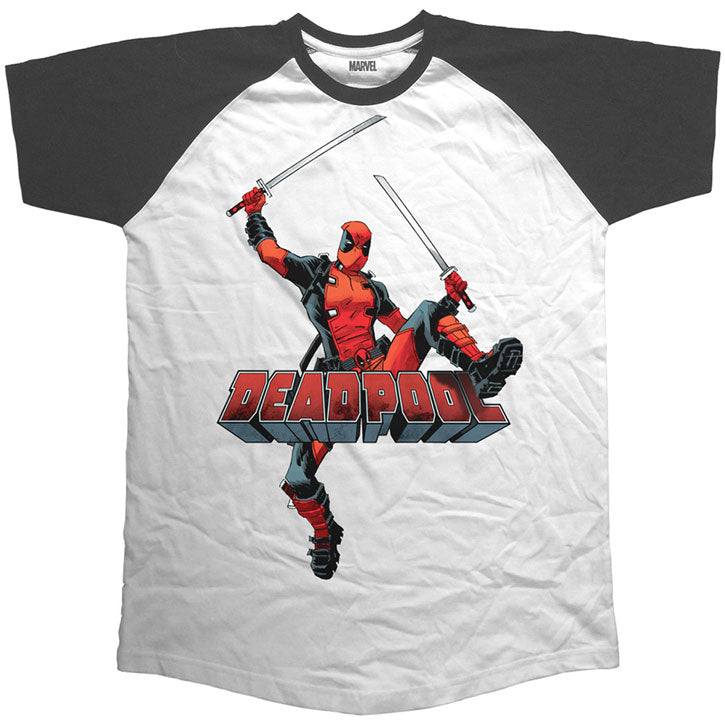Deadpool Logo Jump Baseball Jersey Front