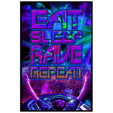 Novelty Eat Sleep Rave Blacklight