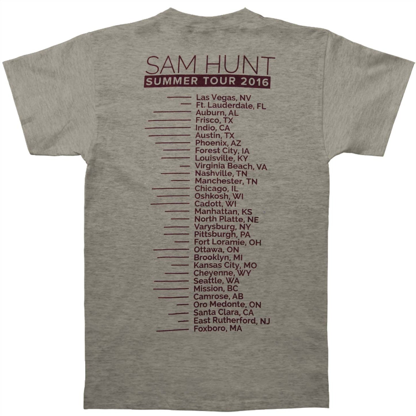 Sam Hunt Pixels 2016 Tour T-shirt Back