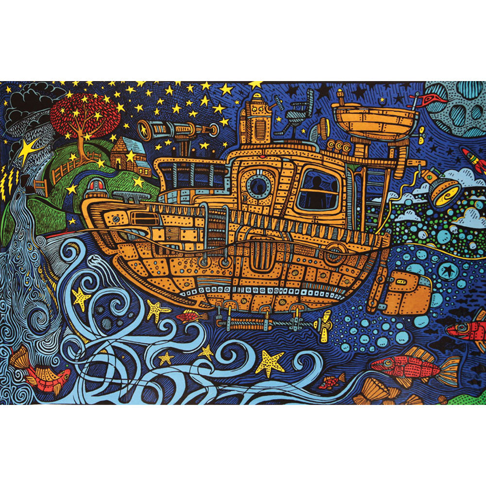 Novelty Steampunk Tugboat Tapestry