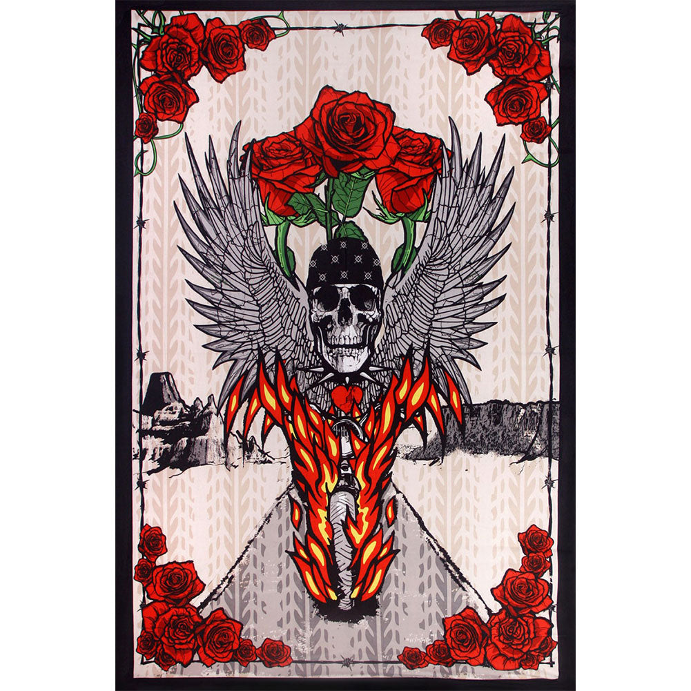 Fantasy Fire Biker Tapestry