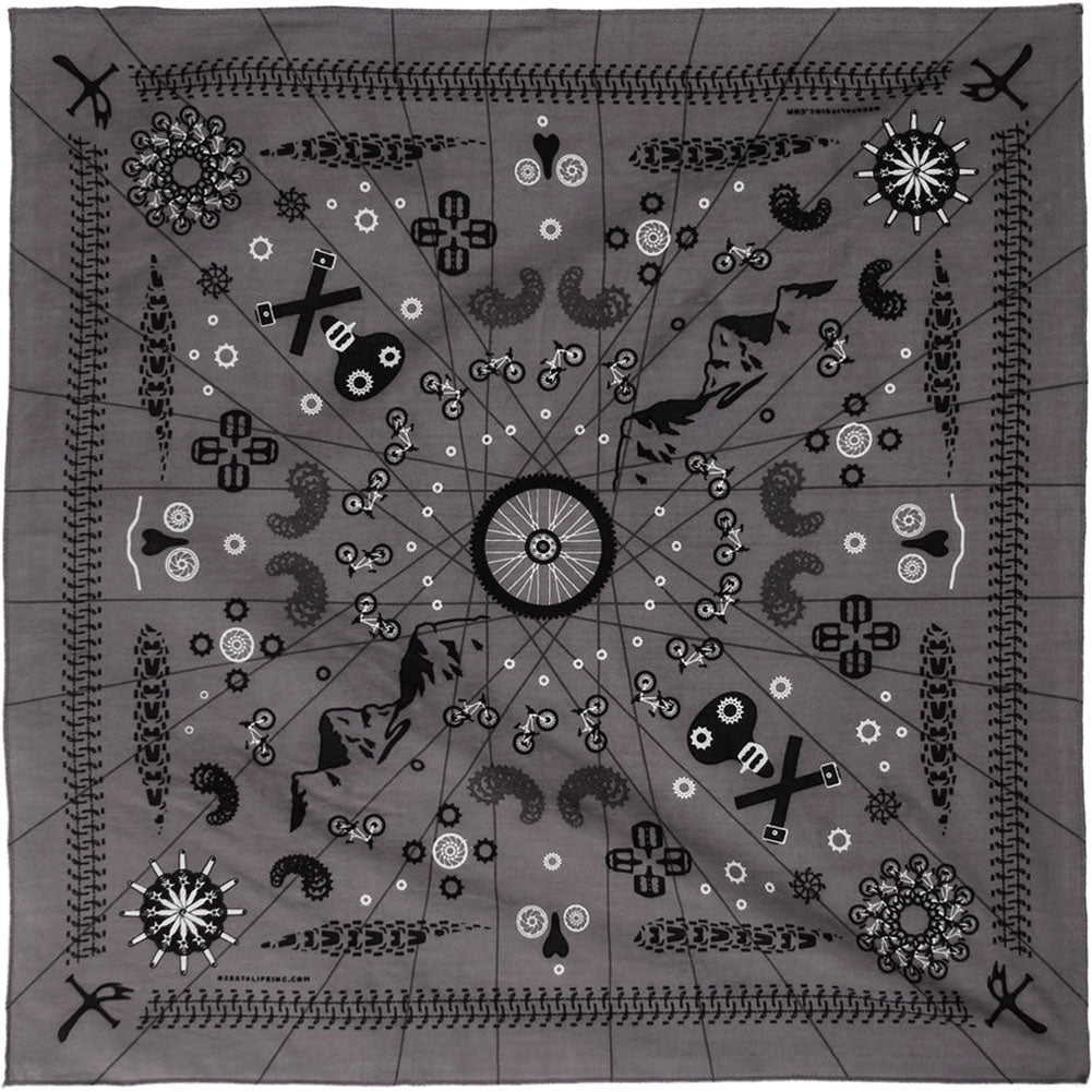 Novelty Grey Mountain Bike Bandana Front