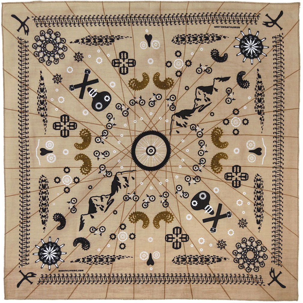 Novelty Tan Mountain Bike Bandana Front