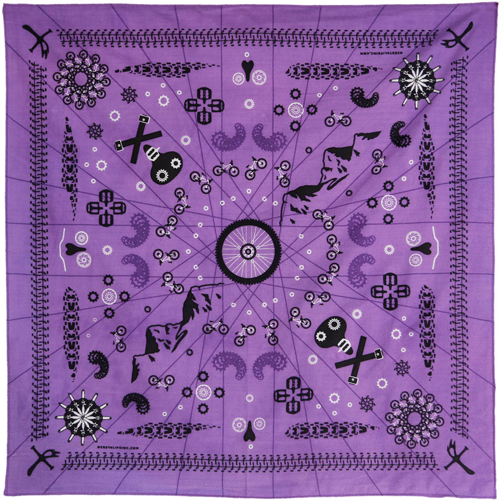 Novelty Purple Mountain Bike Bandana Front