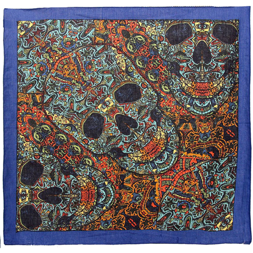 Novelty Blue Skull Bandana Front