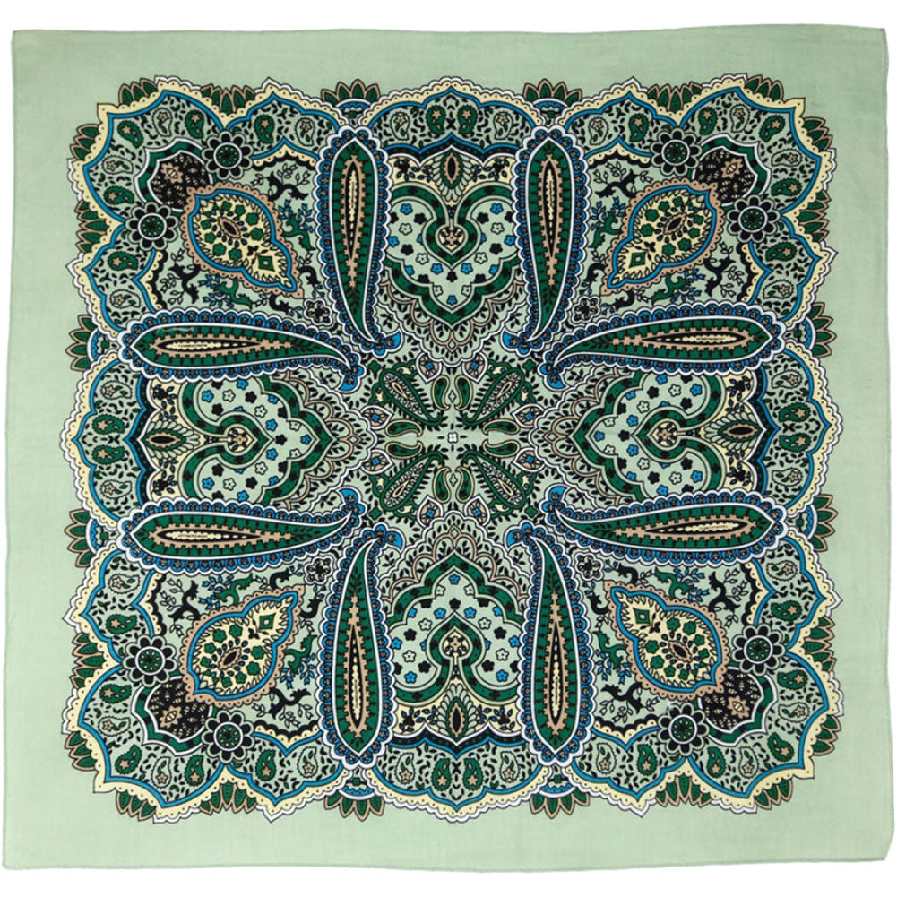 Novelty Green Paisley Bandana Front