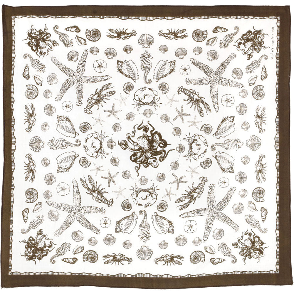 Novelty Brown Sea Creatures Bandana Front