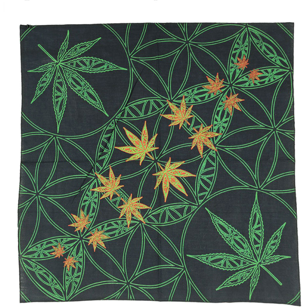 Novelty Leaf & Flower Of Life Bandana Front