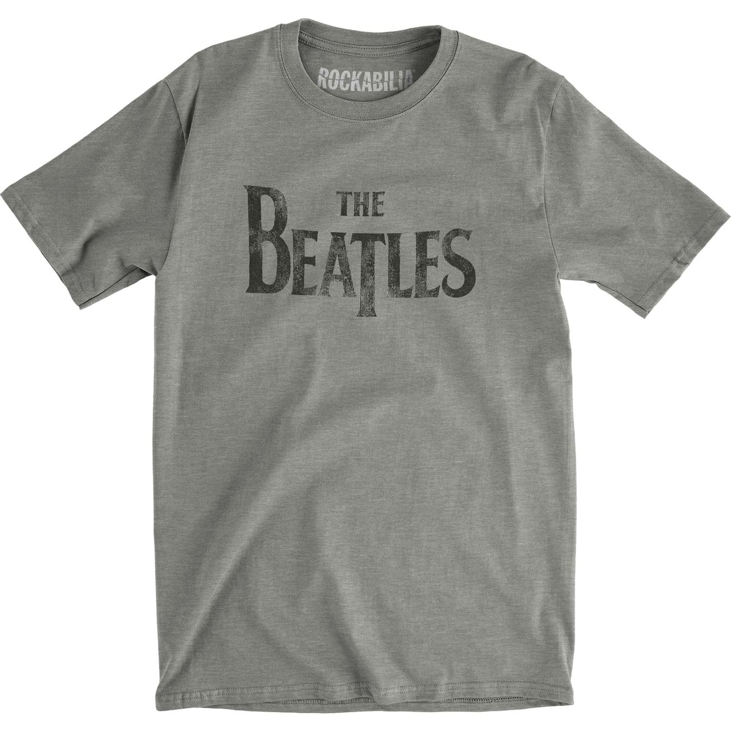 Beatles Distressed Drop T Logo On Burnout Tee (Features Rolled Sleeves) Vintage T-shirt Front
