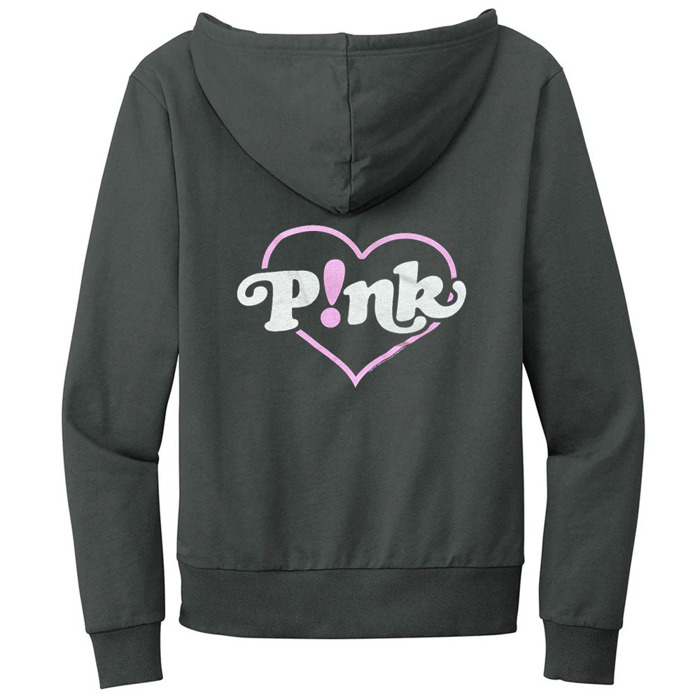 Pink One Last Kiss Zippered Hooded Sweatshirt Back