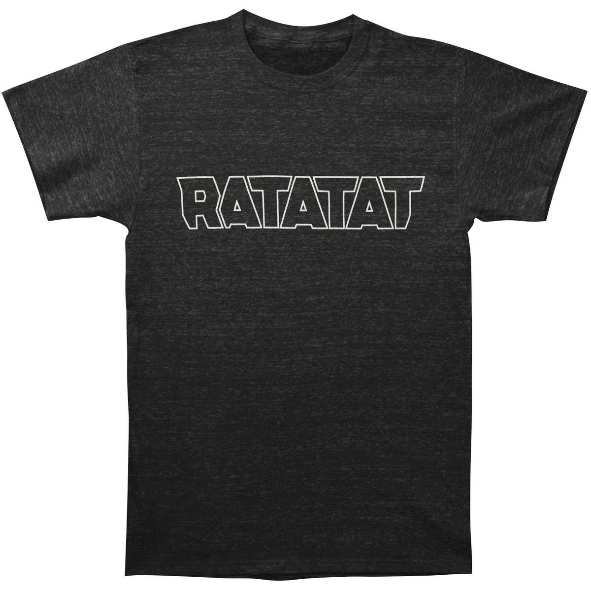 Ratatat White Outline Logo on Black Slim Fit T-shirt Front