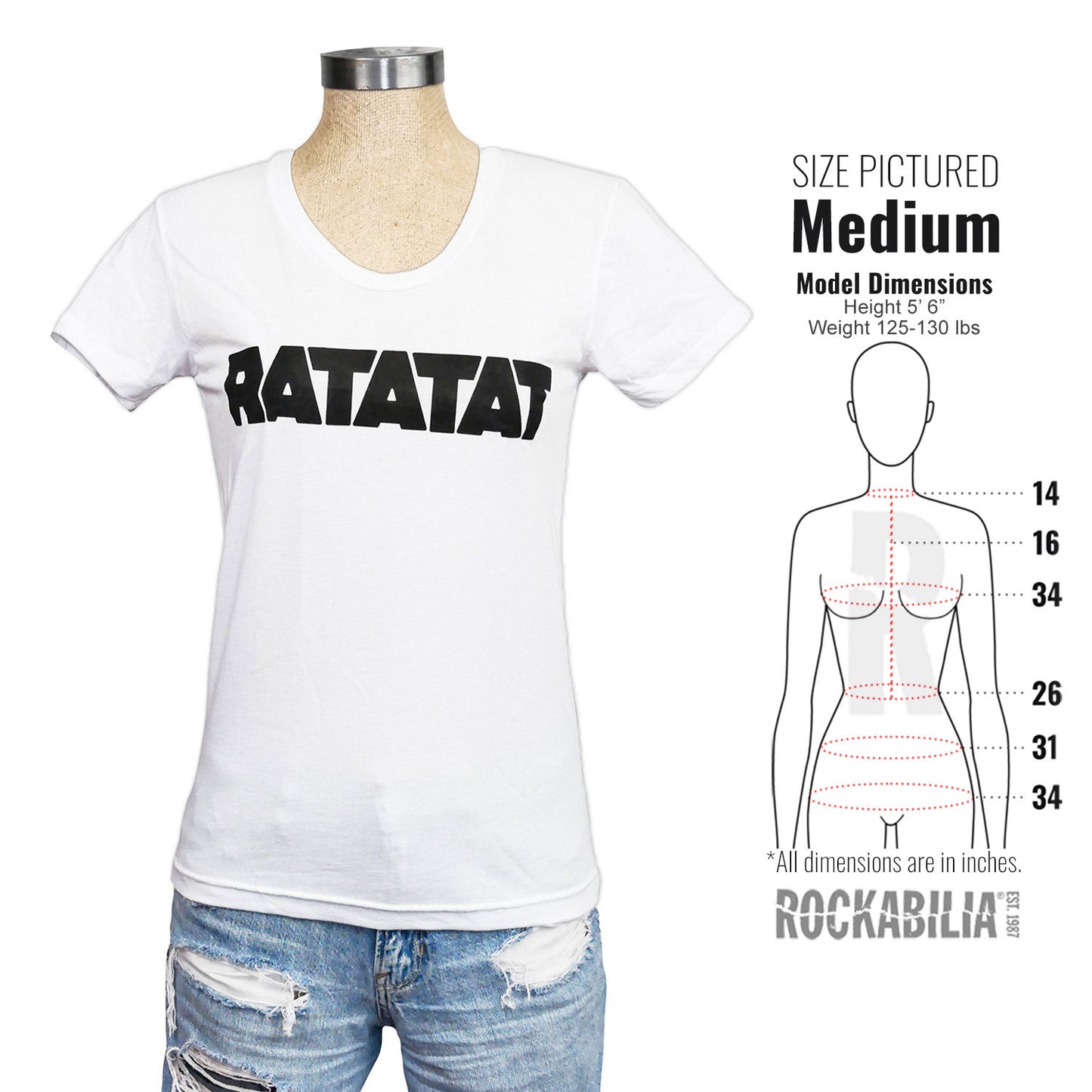 Ratatat Girl's Solid Black Logo on White Junior Top Alt 3