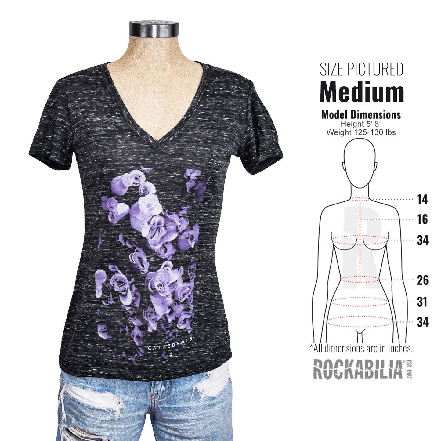 Cathedrals Flowers V-Neck Junior Top Alt 3
