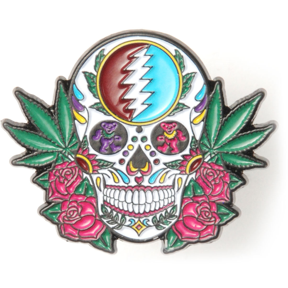 Grateful Dead Sugar Skull Pewter Pin Badge