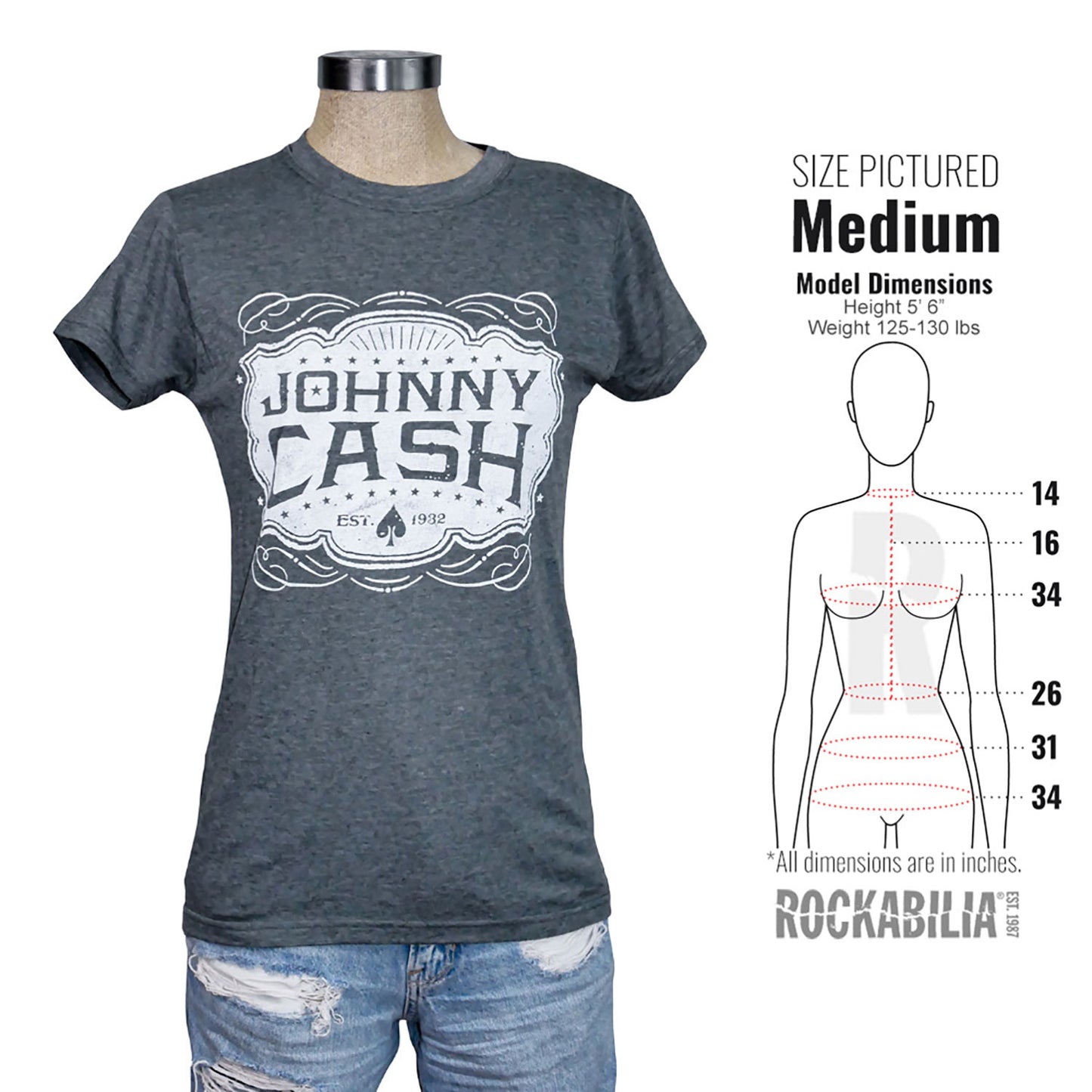 Johnny Cash JC Emblem Women's Tee Junior Top Alt 3