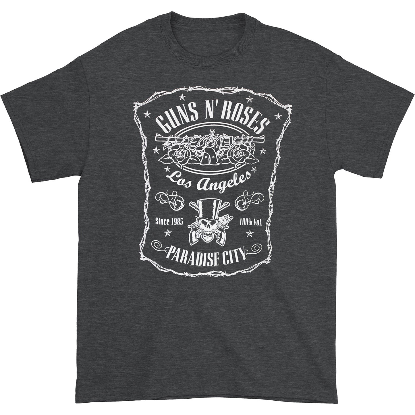 Guns N Roses Paradise City Label Soft Heather Grey Tee (Only 1 Available) Slim Fit T-shirt Front
