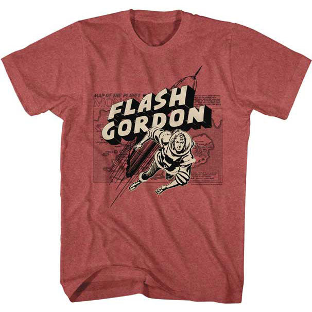 Flash Gordon Map Rocket Flash Slim Fit T-shirt Front