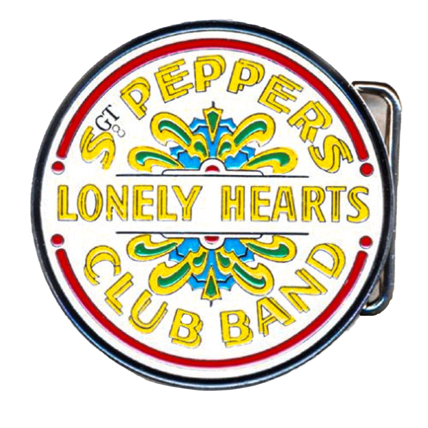 Beatles Sgt Pepper Drum Belt Buckle Front
