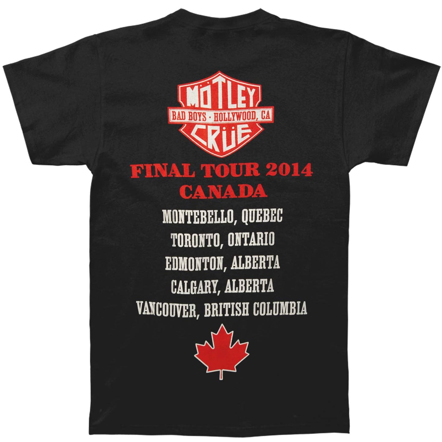 Motley Crue 2014 Canada Shield T-shirt Back