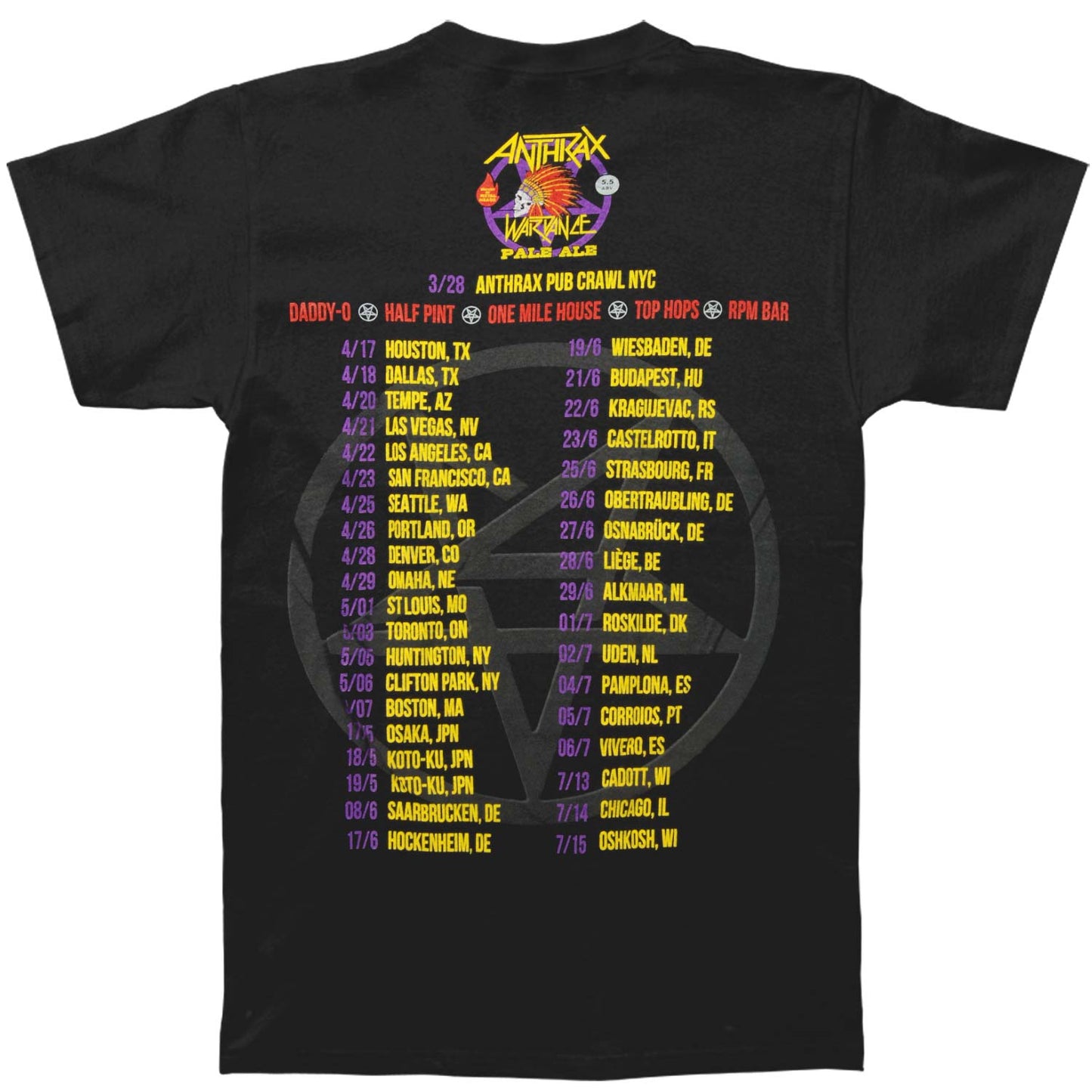 Anthrax Wardance T-shirt Back