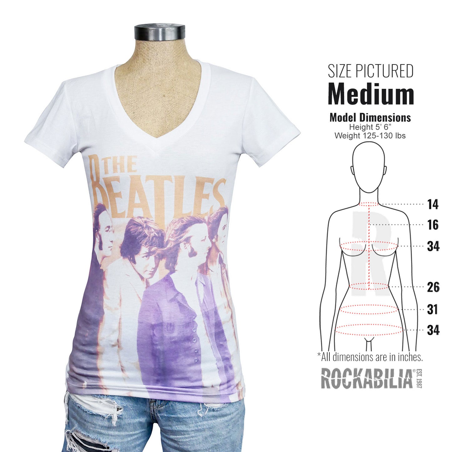 Beatles Band Profile Jr V-Neck Junior Top Alt 3