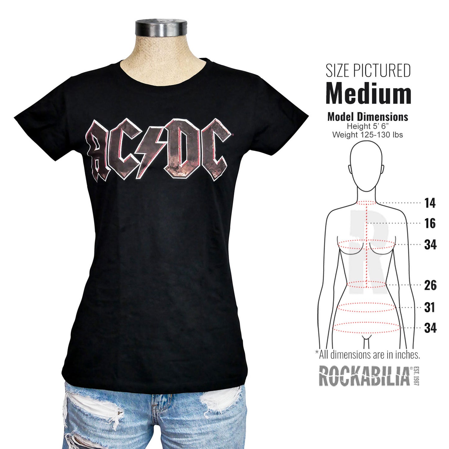 AC/DC Grunge Logo Junior Top Alt 3