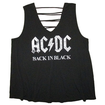 B&S Women's AC/DC Back In Black Concert Tour Tank Top - Band Music T-Shirt Vest