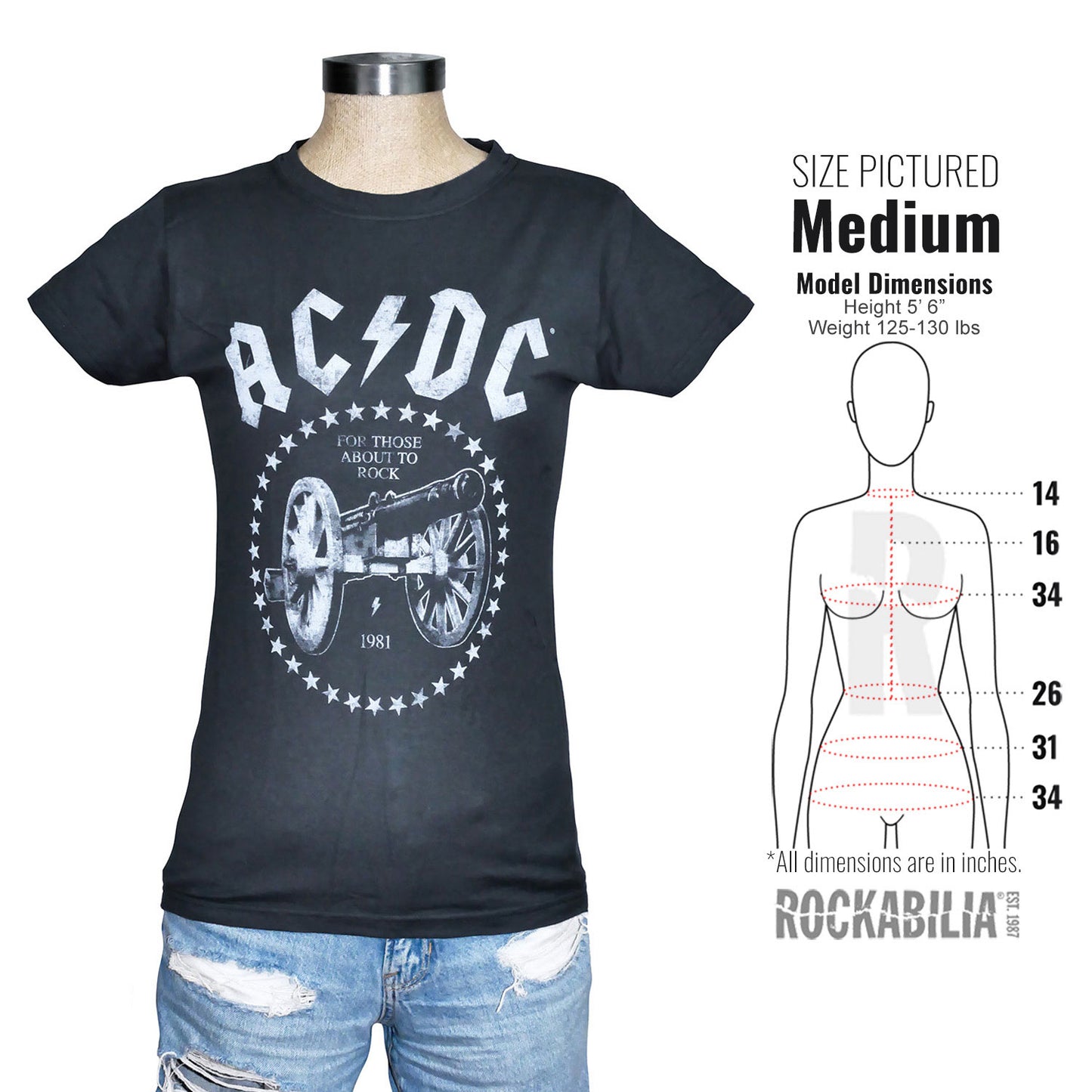 AC/DC America We Salute You 2015 Tour Junior Baby Doll Junior Top Alt 3