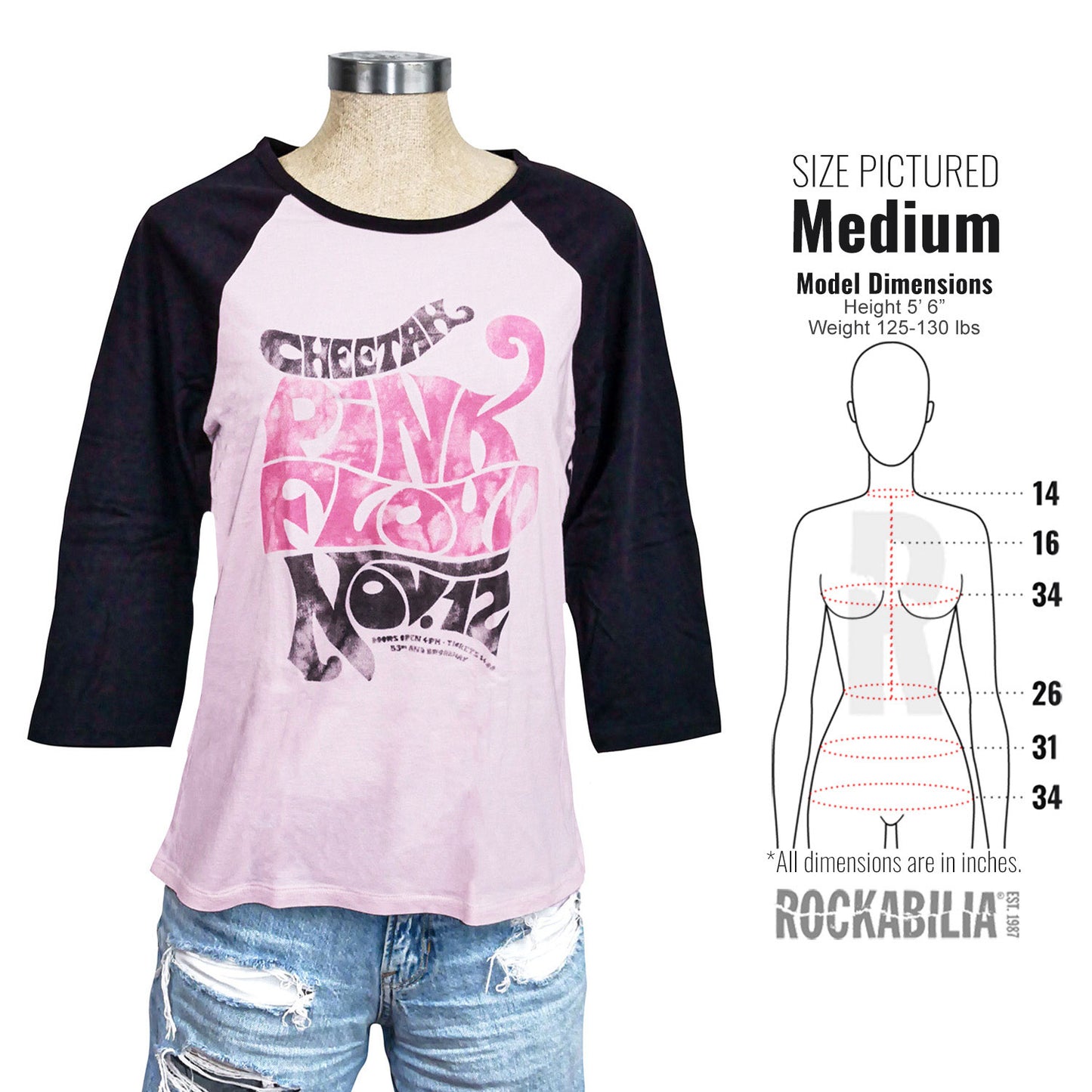 Pink Floyd Cheetah Nov. 12th Raglan Junior Top Alt 3