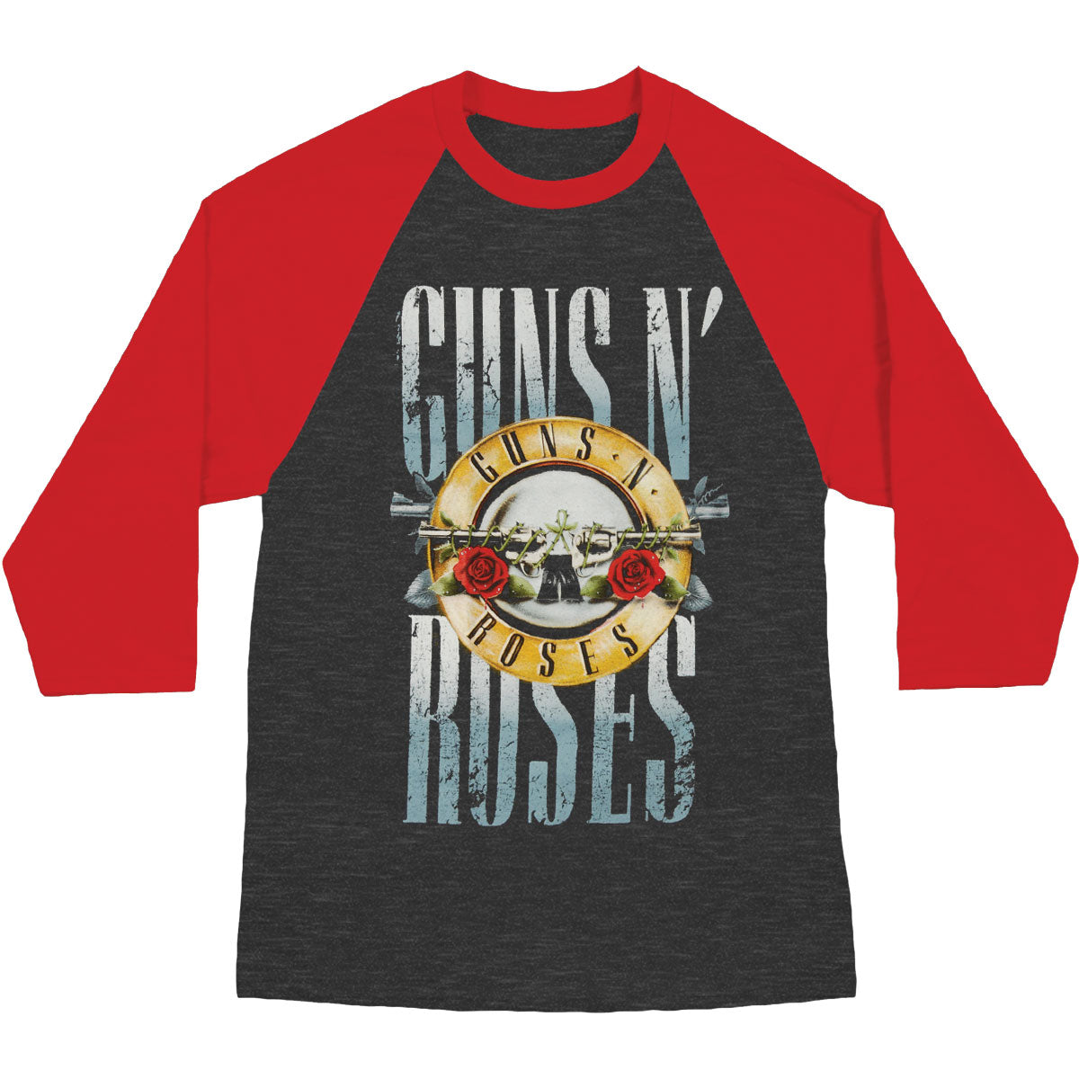 Guns N Roses Stacked Logo Raglan Baseball Jersey Front