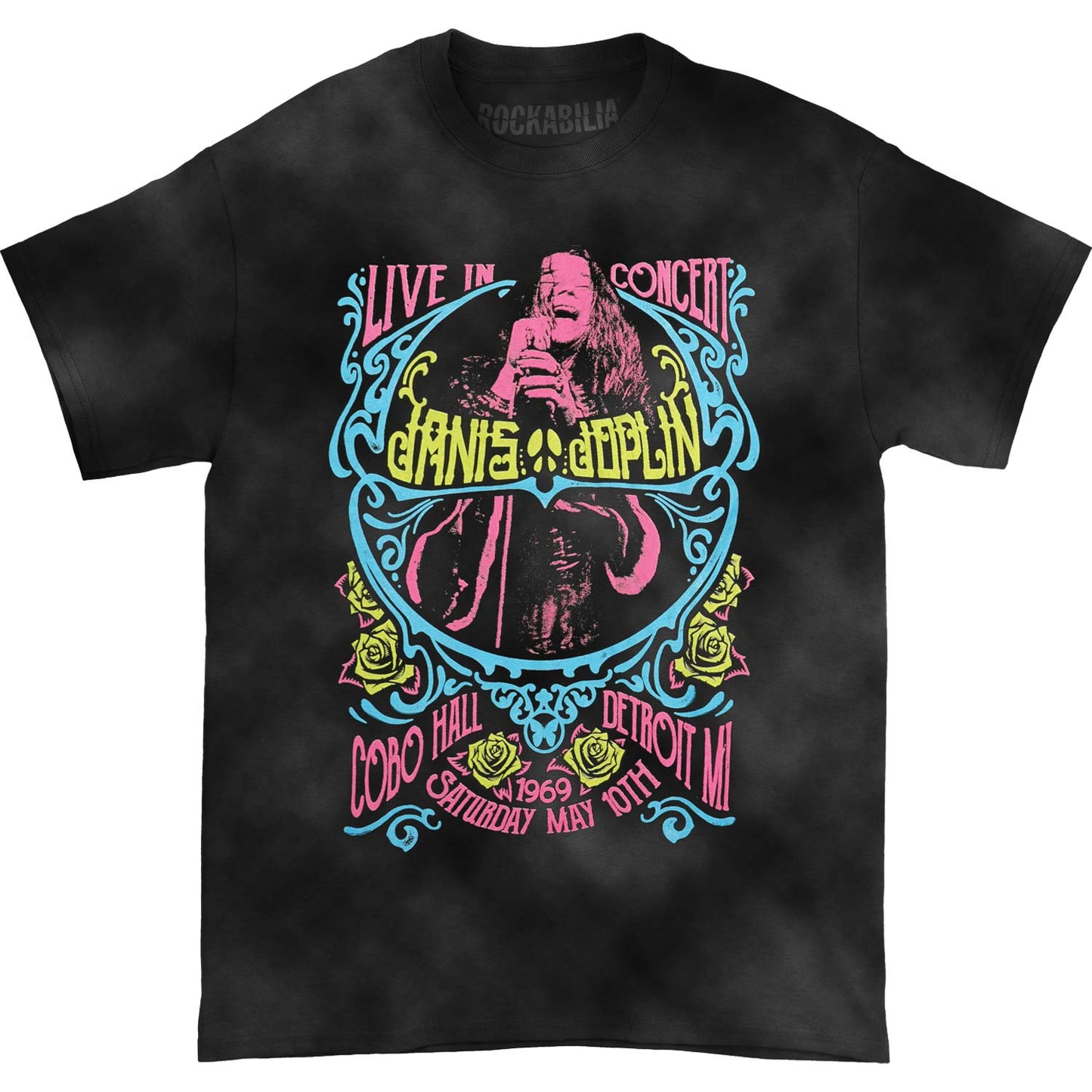 Janis Joplin Charlotte 69 Blacklight Tie Dye T-shirt Front