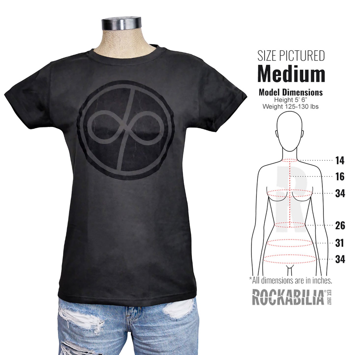 Infinite Distress Logo Charcoal Ladies Junior Top