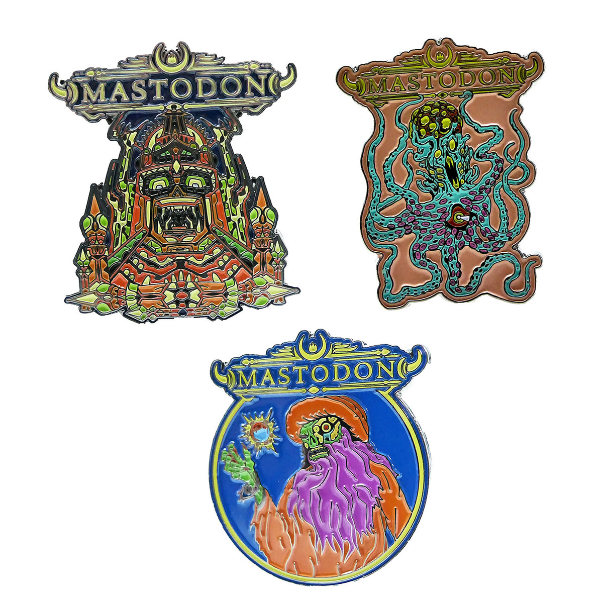 Mastodon Enamel Pin Set Pewter Pin Badge Front