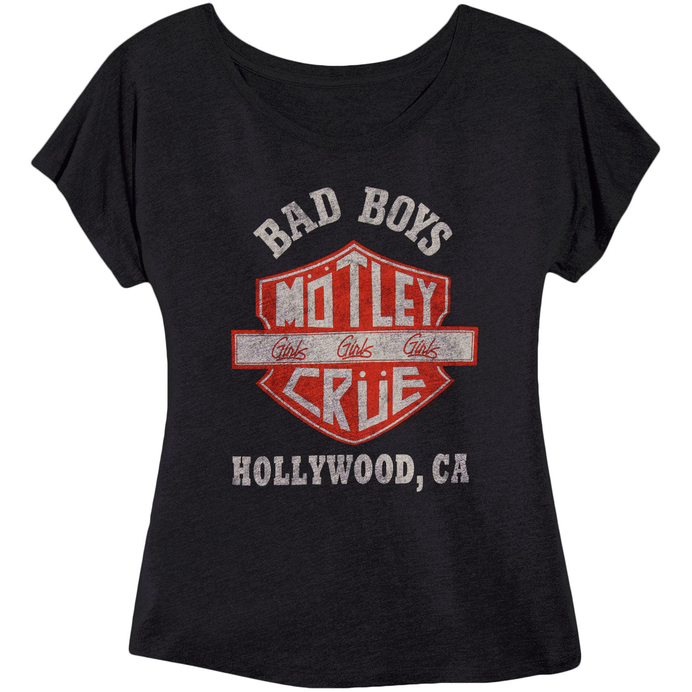 Motley Crue Bad Boys Shield V-Neck Plus Size Junior Top Front