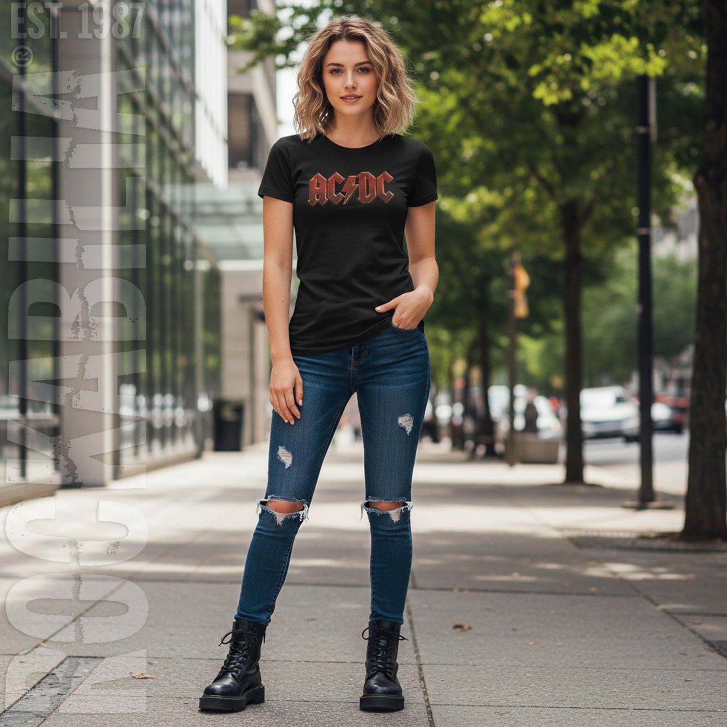 AC/DC Distress Red Junior Top Alt 2