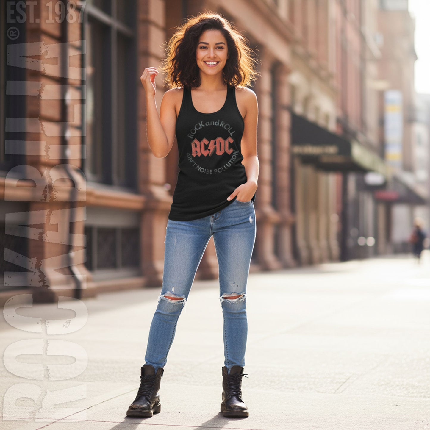 AC/DC Noise Pollution Womens Tank Alt 2