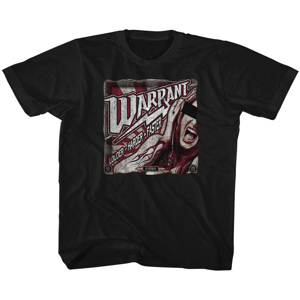 Warrant Louder Harder Faster Youth T-shirt Front