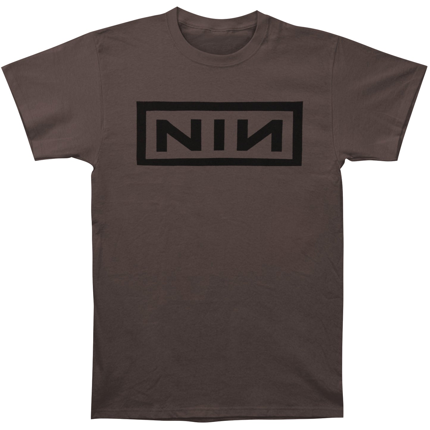 Nine Inch Nails Black Logo On Charcoal Slim Fit T-shirt Front