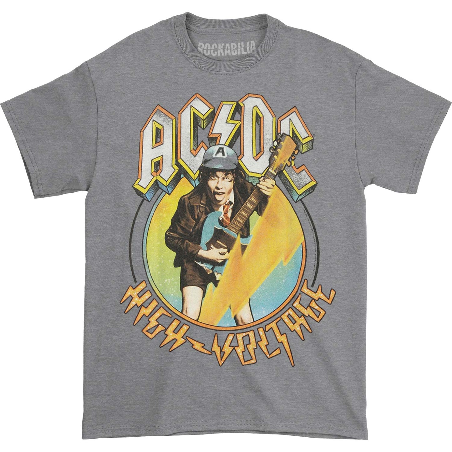 AC/DC Blue Yellow Voltage T-shirt Front
