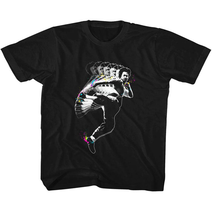 Bruce Lee Splat Kick Kids Childrens T-shirt Front