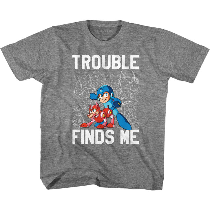 Mega Man Trouble Kids Childrens T-shirt Front