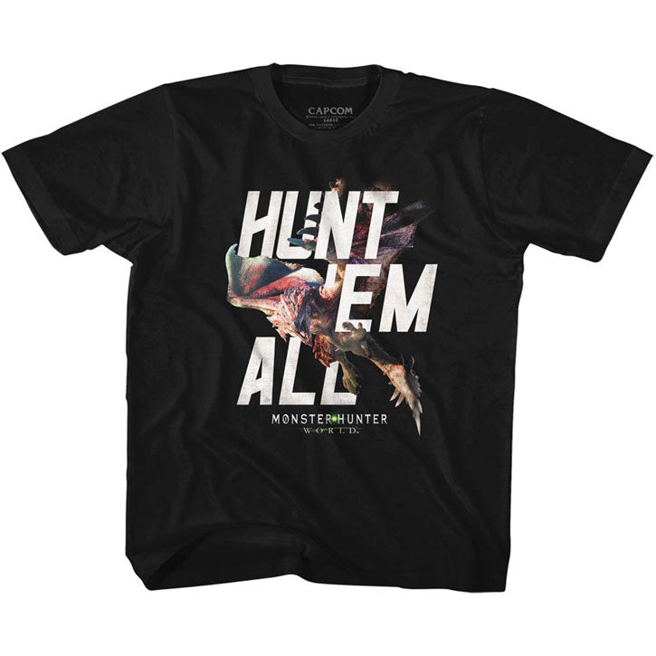 Monster Hunter Hunt Em All Kids Childrens T-shirt Front