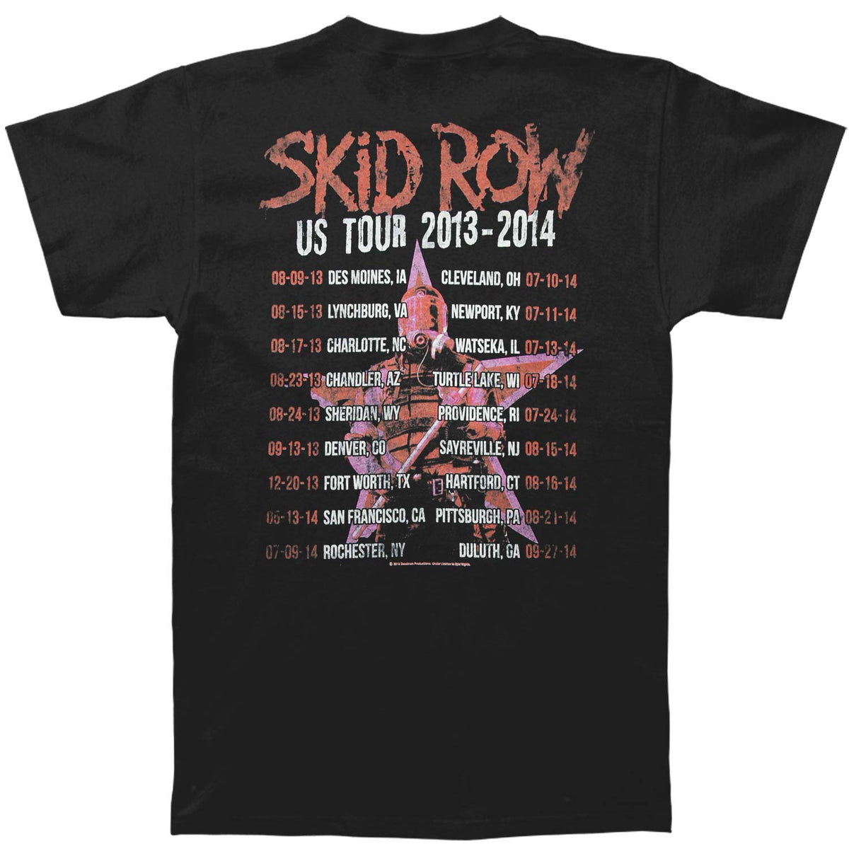 Skid Row Uwr Tour 2013-14 T-shirt Back
