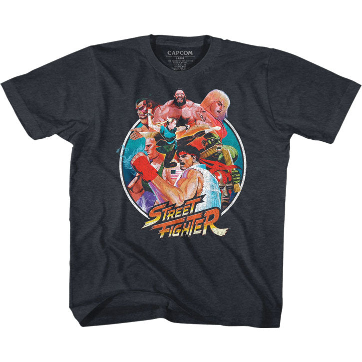 Street Fighter Group Circle Kids Childrens T-shirt Front
