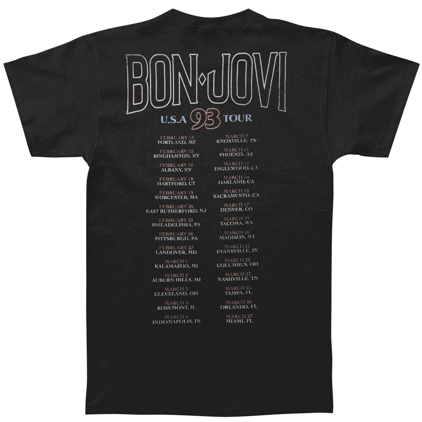 Bon Jovi 93 Tour T-shirt Back