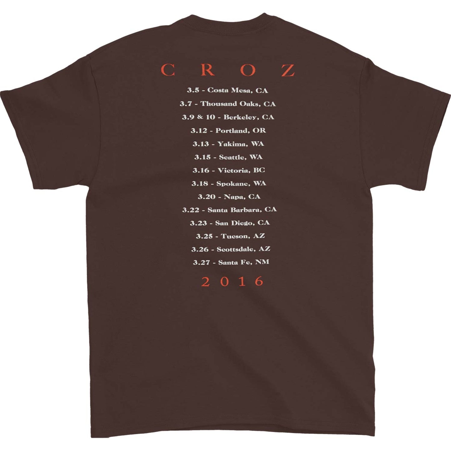 David Crosby Croz 2016 T-shirt Back