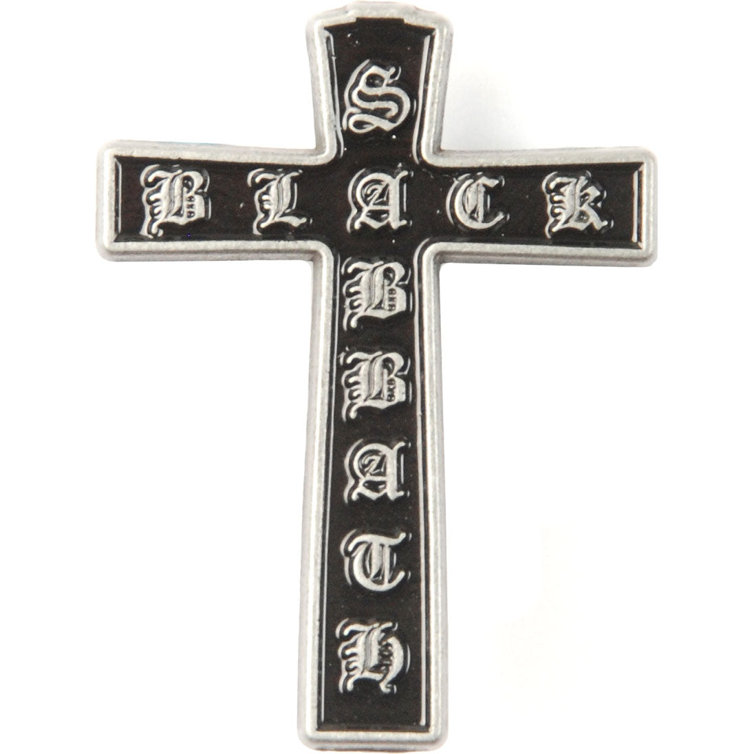 Black Sabbath Cross Pewter Pin Badge Front