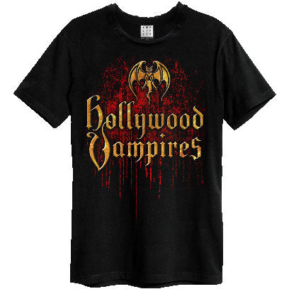 Hollywood Vampires Bat Blood Logo Vintage T-shirt Front